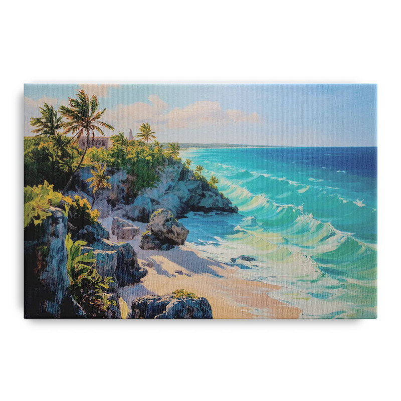 Tulum Ocean Cliffs Front - Canvas Wall Art