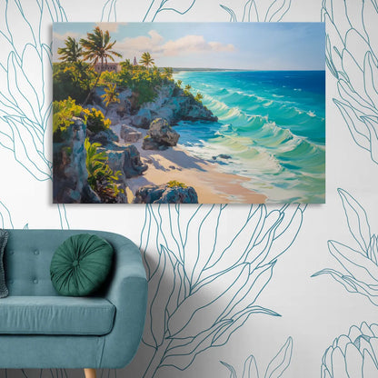 Tulum Ocean Cliffs Sitting Room - Canvas Wall Art