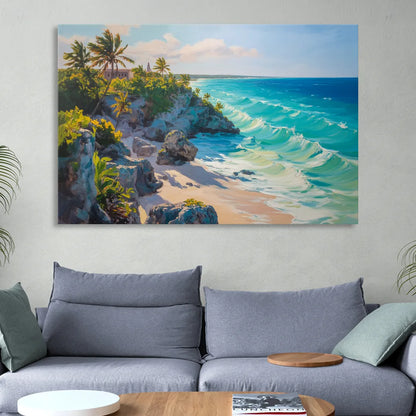 Tulum Ocean Cliffs Living Room - Canvas Wall Art