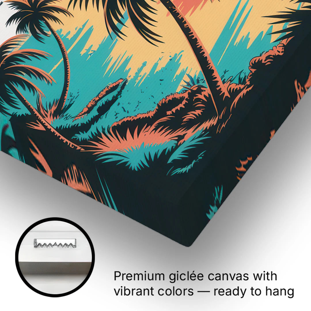 Tulum Palm Shadows - Canvas Wall Art - Gallery Wrap Corner