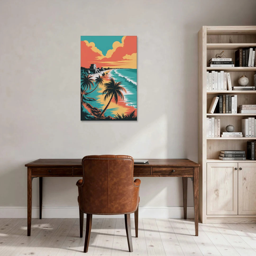 Tulum Palm Shadows - Canvas Wall Art - Office - 24x36
