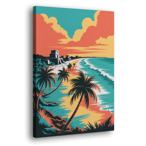 Tulum Palm Shadows - Canvas Wall Art - Side
