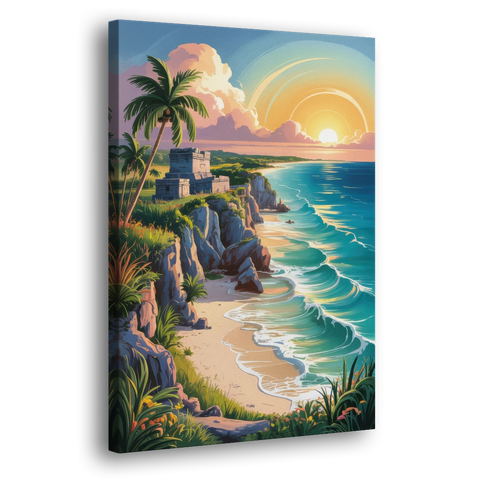 Tulum Sunrise Coast - Canvas Wall Art - Side