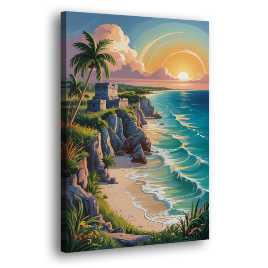 Tulum Sunrise Coast Side - Canvas Wall Art