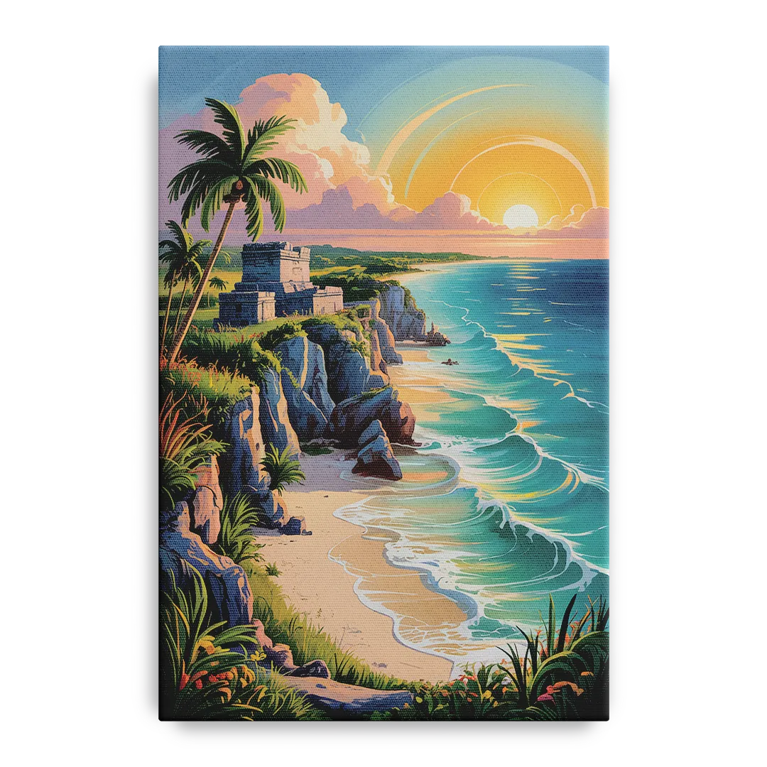 Tulum Sunrise Coast Front - Canvas Wall Art