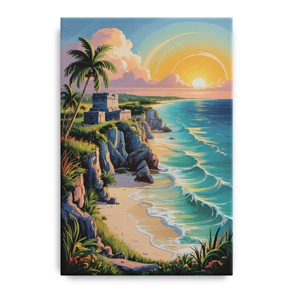 Tulum Sunrise Coast Front - Canvas Wall Art
