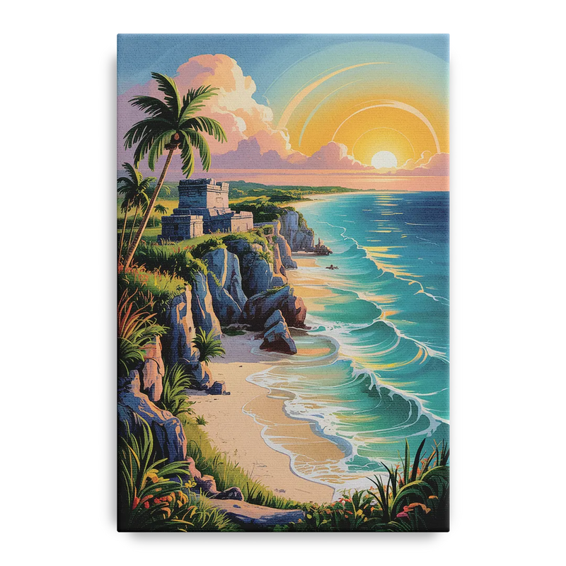 Tulum Sunrise Coast Front - Canvas Wall Art