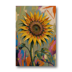 Turning Sunflower in Mustard Yellow for the Living Room - Canvas Wall Art - Front