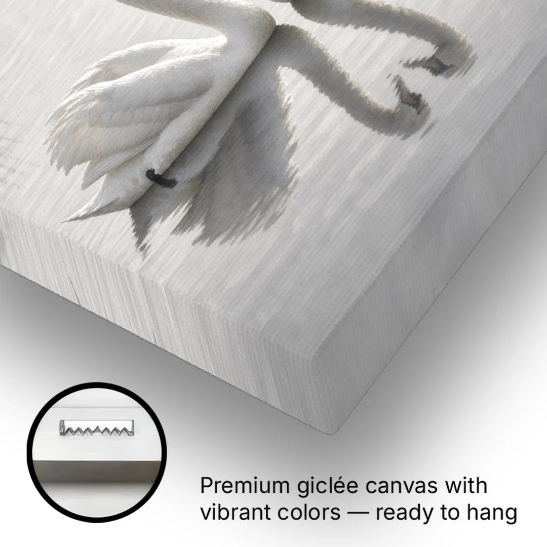 Two Black and White Swans Made for Each Other - Canvas Wall Art - Gallery Wrap Corner