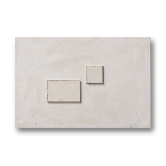 Two Offset Off-White Relief Blocks on Plaster - Canvas Wall Art - Front