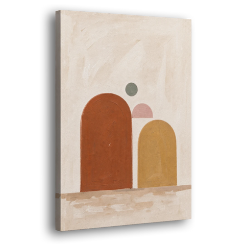 Two Uneven Arches with a Pink Half Sun - Canvas Wall Art - Side