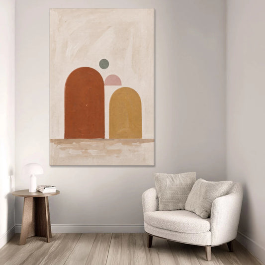 Two Uneven Arches with a Pink Half Sun - Canvas Wall Art - Sofa - 40x60
