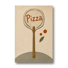 Upright Pizza Peel Sign with Basil Leaf - Canvas Wall Art - Front