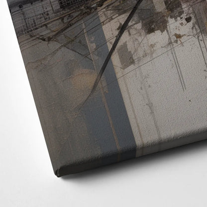 Urban Chaos Pink and Grey Abstract Canvas Close Up