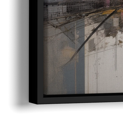 Urban Chaos Pink and Grey Abstract - Close-Up Black Frame Canvas