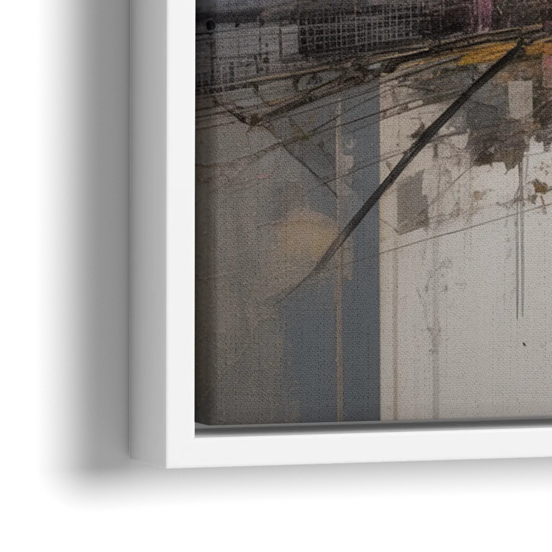 Urban Chaos Pink and Grey Abstract - Close-Up White Frame Canvas