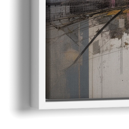 Urban Chaos Pink and Grey Abstract - Close-Up White Frame Canvas