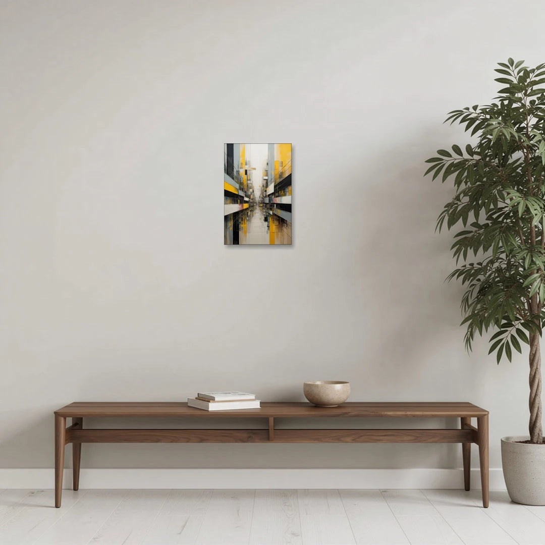 Urban Collage Yellow and Grey Abstract - Canvas Wall Art - Coffee Table - 12x18