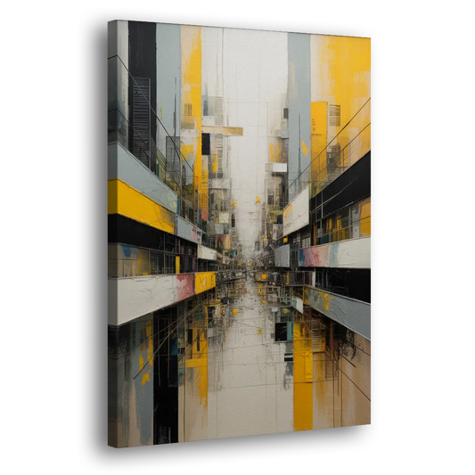 Urban Collage Yellow and Grey Abstract Side - Canvas Wall Art