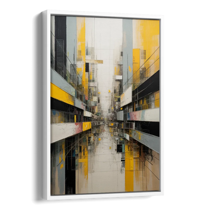 Urban Collage Yellow and Grey Abstract Side - White Canvas Wall Art