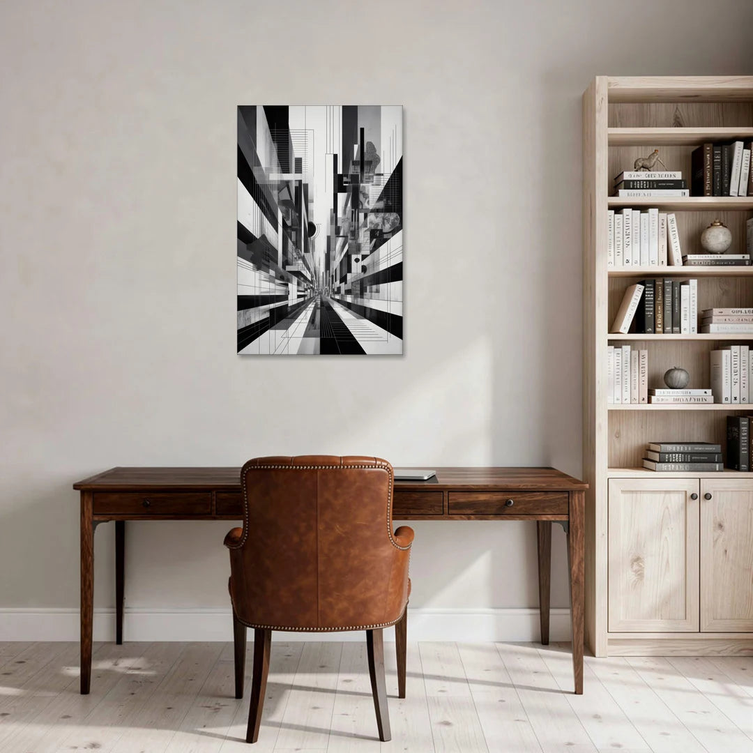 Urban Energy Black and White Abstract - Canvas Wall Art - Office - 24x36