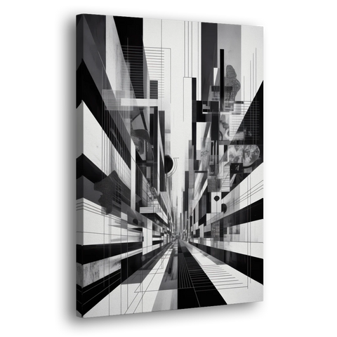 Urban Energy Black and White Abstract - Canvas Wall Art - Side