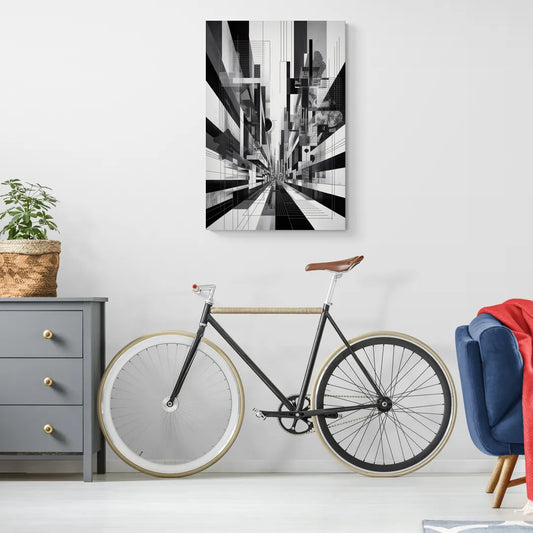 Urban Energy Black and White Abstract - Canvas Wall Art Living Room
