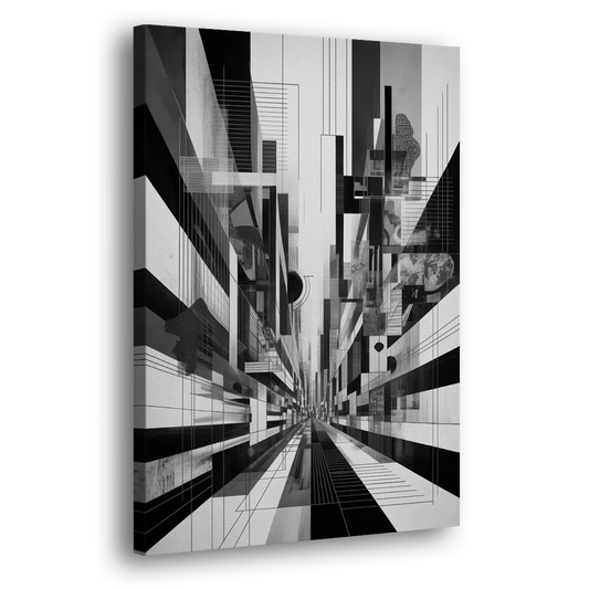 Urban Energy Black and White Abstract Side - Canvas Wall Art