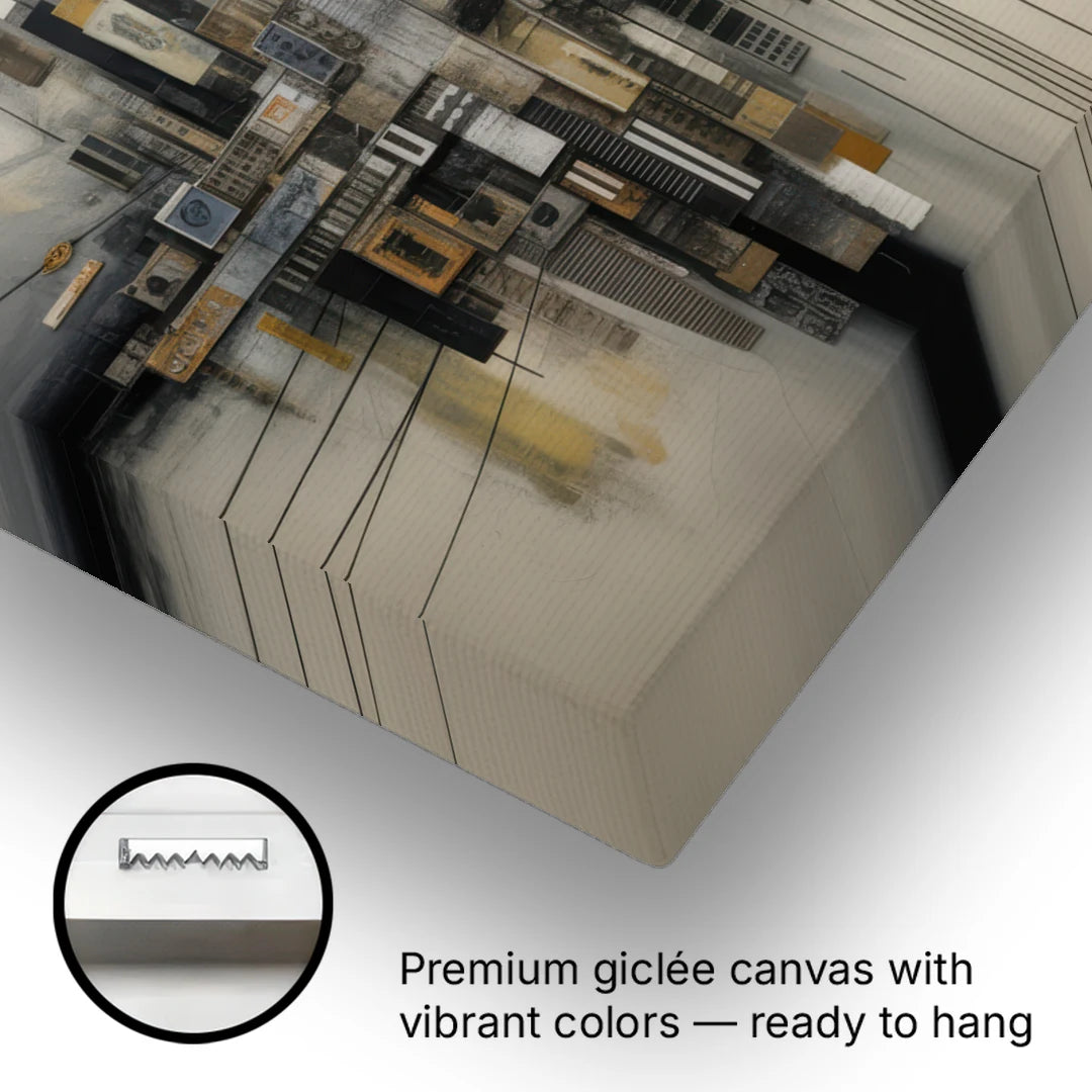 Urban Layers Grey Abstract - Canvas Wall Art - Gallery Wrap Corner