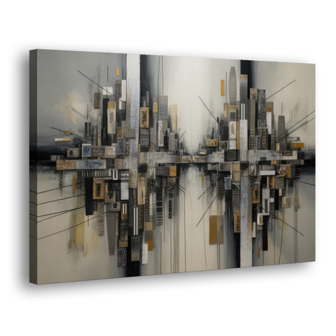 Urban Layers Grey Abstract - Canvas Wall Art - Side