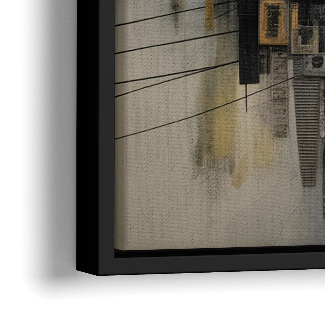 Urban Layers Grey Abstract - Close-Up Black Frame Canvas