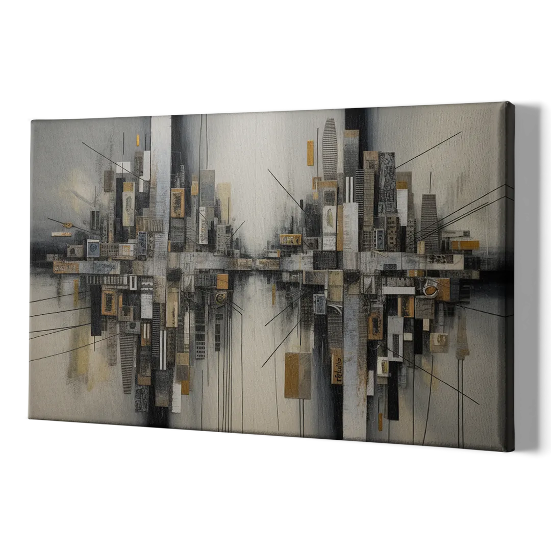 Urban Layers Grey Abstract - Canvas Print Art Sides