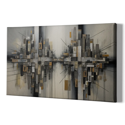 Urban Layers Grey Abstract - Canvas Print Art Sides