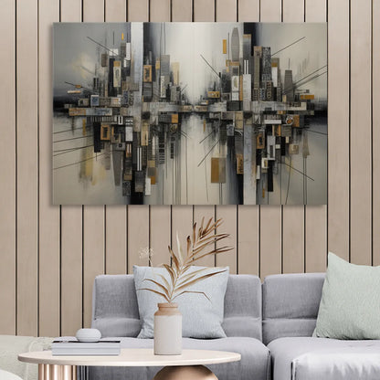 Urban Layers Grey Abstract Sitting Room - Canvas Wall Art