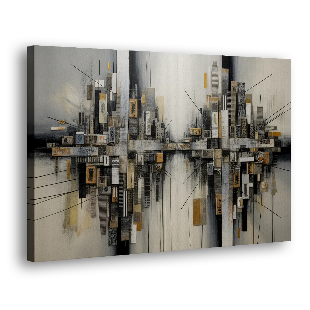 Urban Layers Grey Abstract Side - Canvas Wall Art