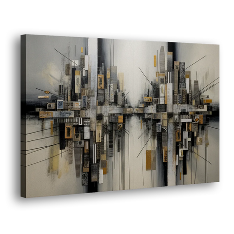 Urban Layers Grey Abstract - Canvas Wall Art