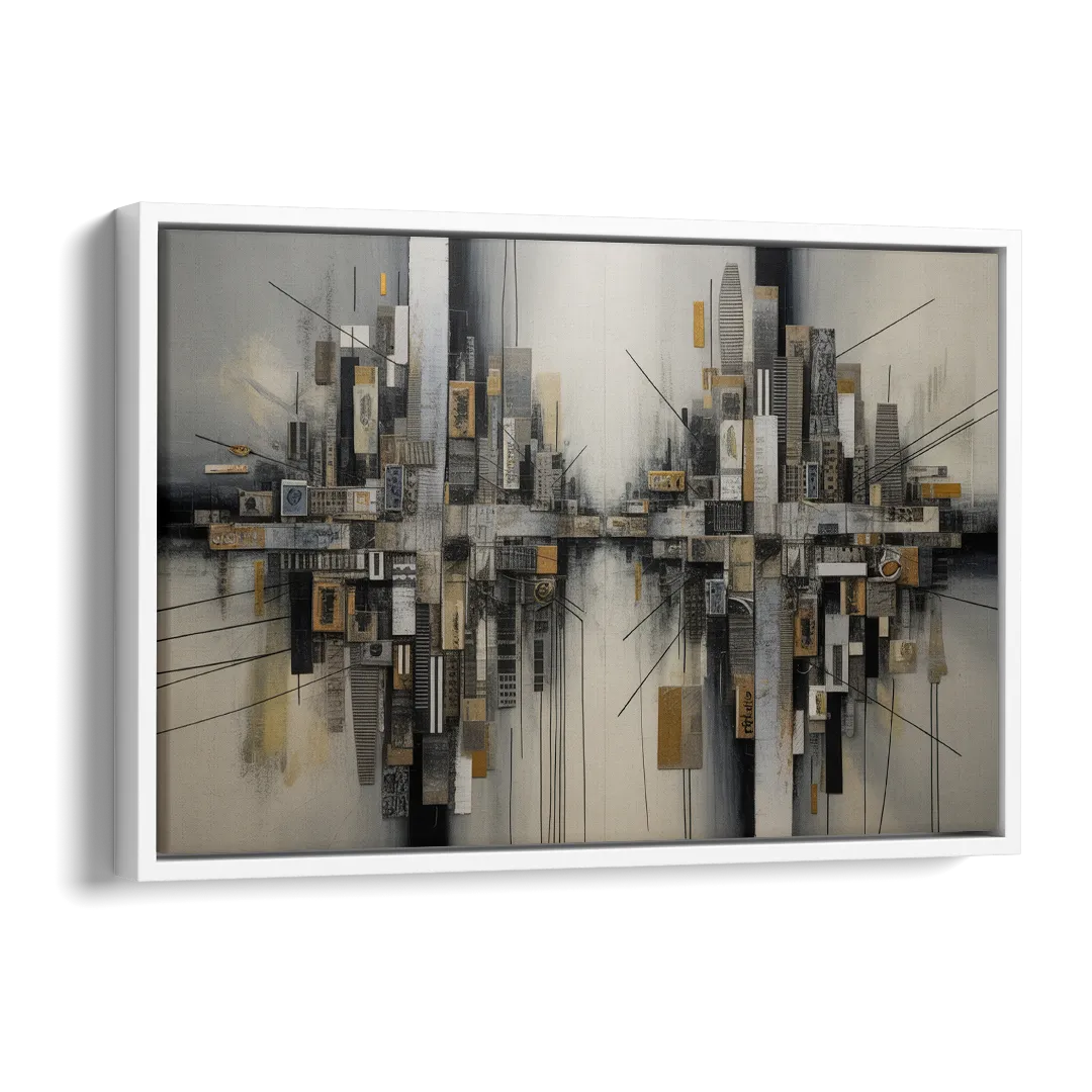 Urban Layers Grey Abstract Side - White Canvas Wall Art