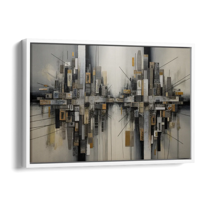 Urban Layers Grey Abstract Side - White Canvas Wall Art
