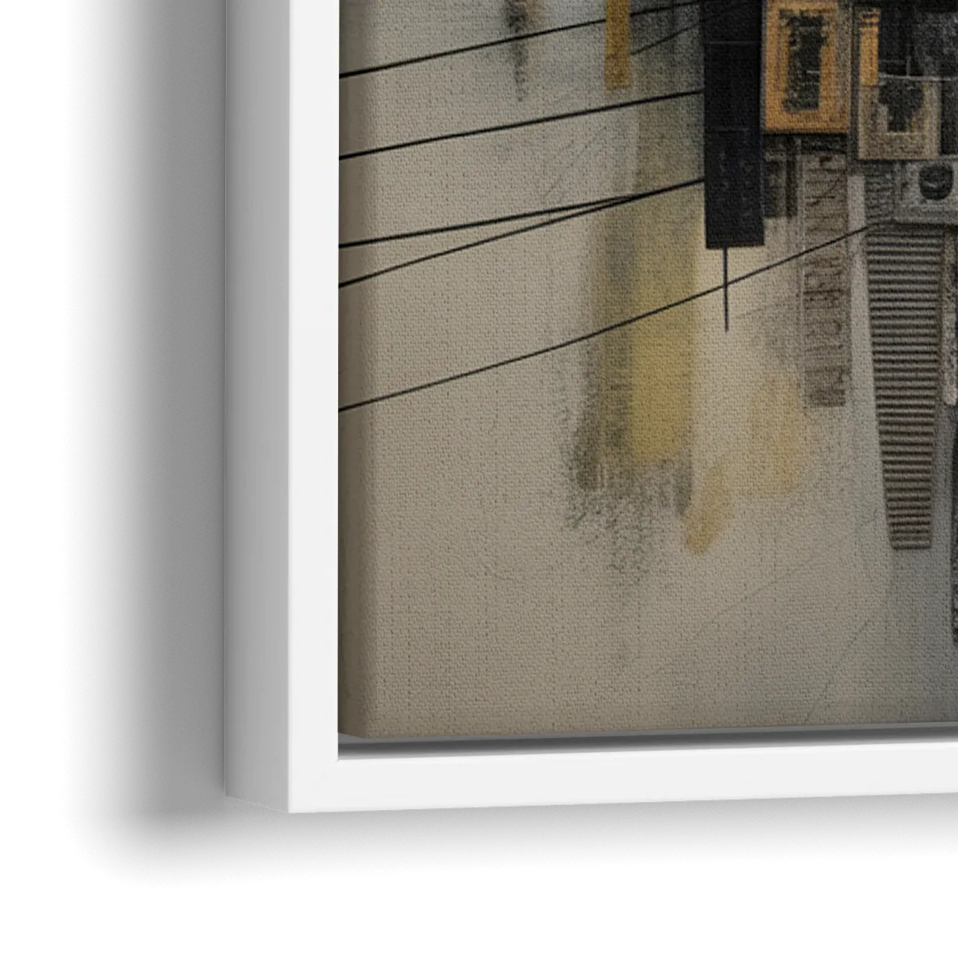 Urban Layers Grey Abstract - Close-Up White Frame Canvas