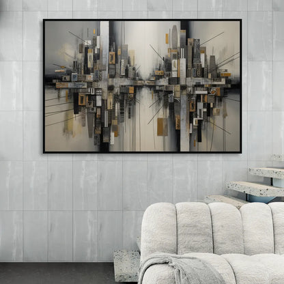 Urban Layers Grey Abstract Sitting Room - Black Canvas Wall Art