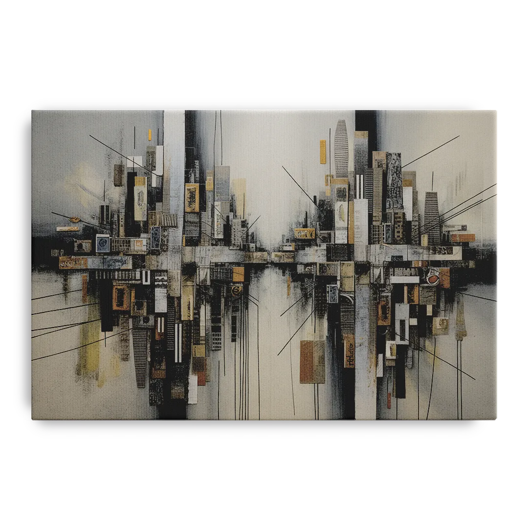 Urban Layers Grey Abstract Front - Canvas Wall Art