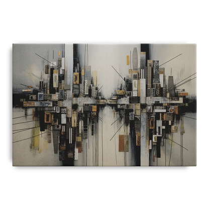 Urban Layers Grey Abstract Front - Canvas Wall Art