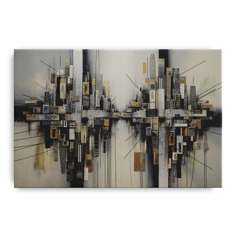 Urban Layers Grey Abstract Front - Canvas Wall Art