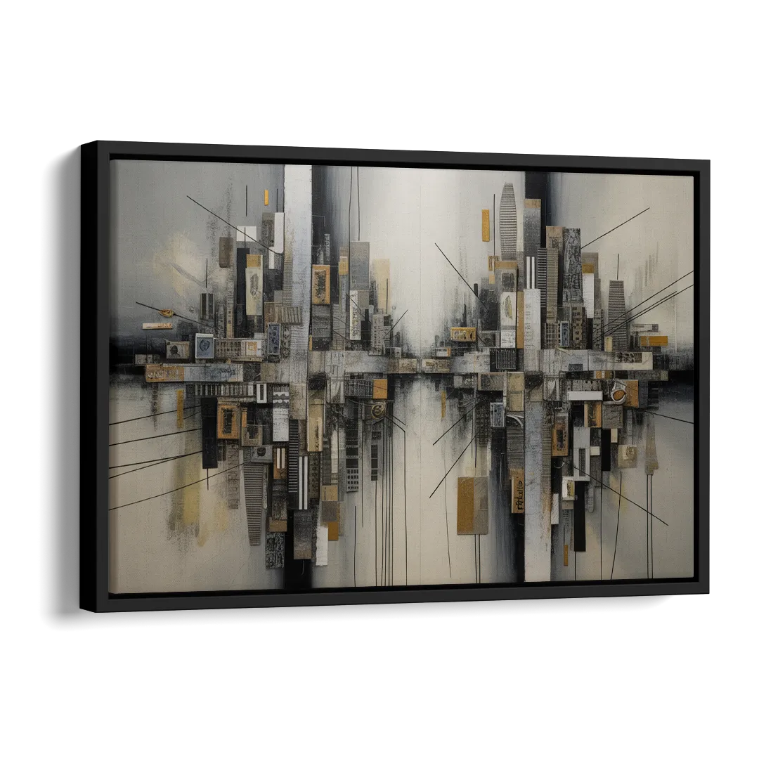 Urban Layers Grey Abstract Side - Black Canvas Wall Art