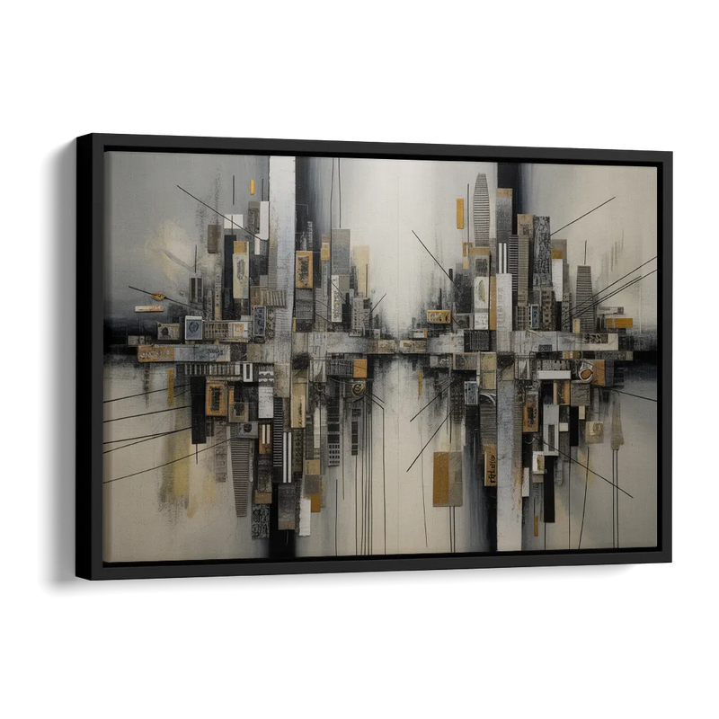 Urban Layers Grey Abstract Side - Black Canvas Wall Art