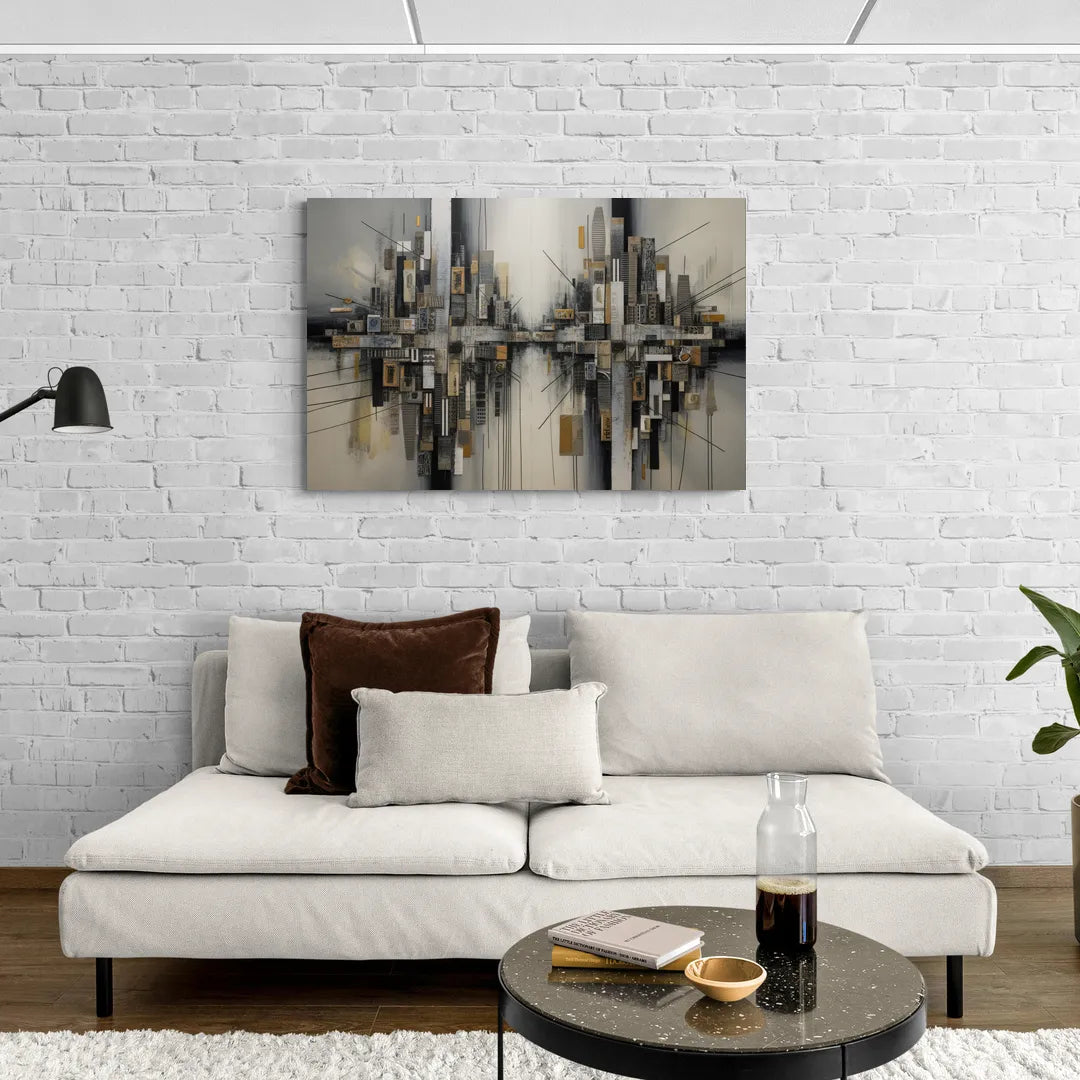Urban Layers Grey Abstract - Canvas Wall Art Living Room