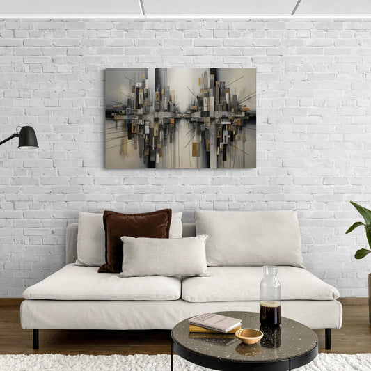 Urban Layers Grey Abstract - Canvas Wall Art Living Room