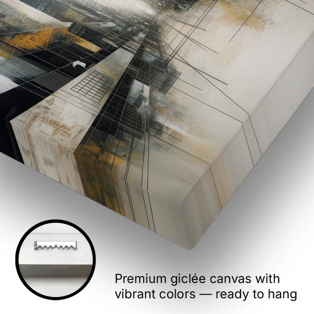 Urban Sophistication Grey and White Abstract - Canvas Wall Art - Gallery Wrap Corner