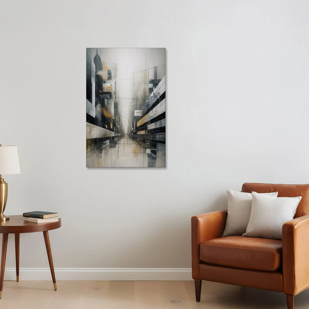 Urban Sophistication Grey and White Abstract - Canvas Wall Art - Sofa - 24x36
