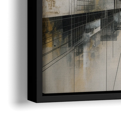 Urban Sophistication Grey and White Abstract - Close-Up Black Frame Canvas